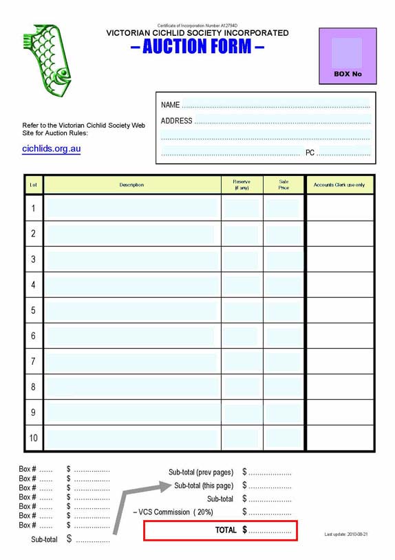 Interactive Auction Form